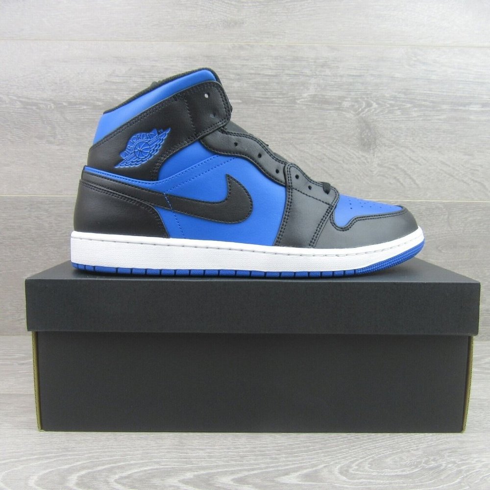 Air Jordan 1 Mid  Sneakers Mens Size 13 Royal Blue Black White NEW - Picture 2 of 15